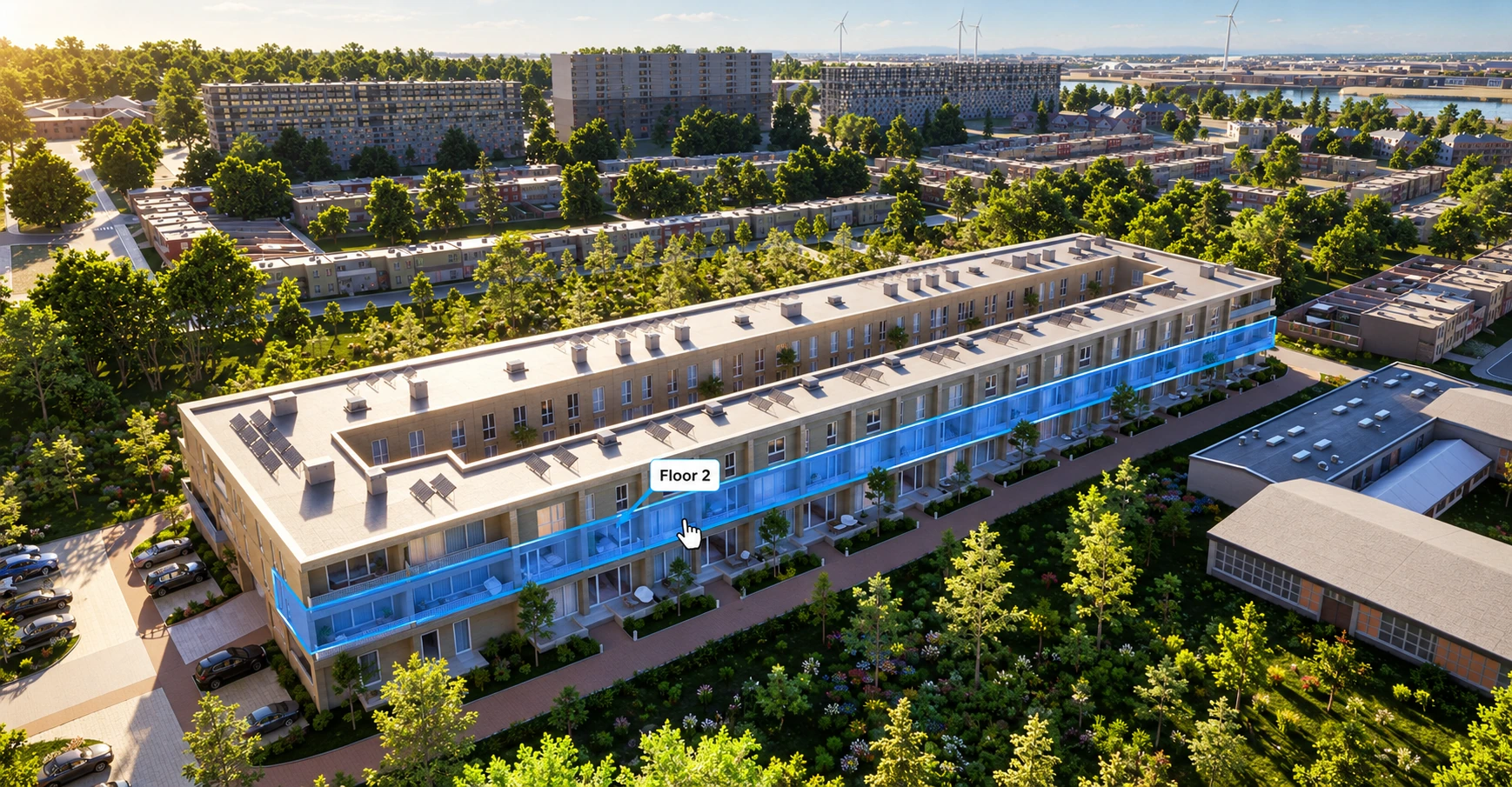 Illustrative floor selection on Tijl Uilenspiegel, with one storey highlighted in blue